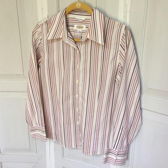 Vintage Talbots Striped Wrinkle Resistant Button Down Cotton Shirt - Picture 6 of 14